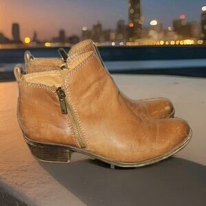 Lucky Brand Womens Basel Brown Ankle Boots Shoes 7.5 Medium Booties Leather